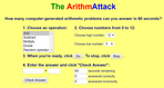 Arithmattack timed problems - addition, subtraction & multiplication